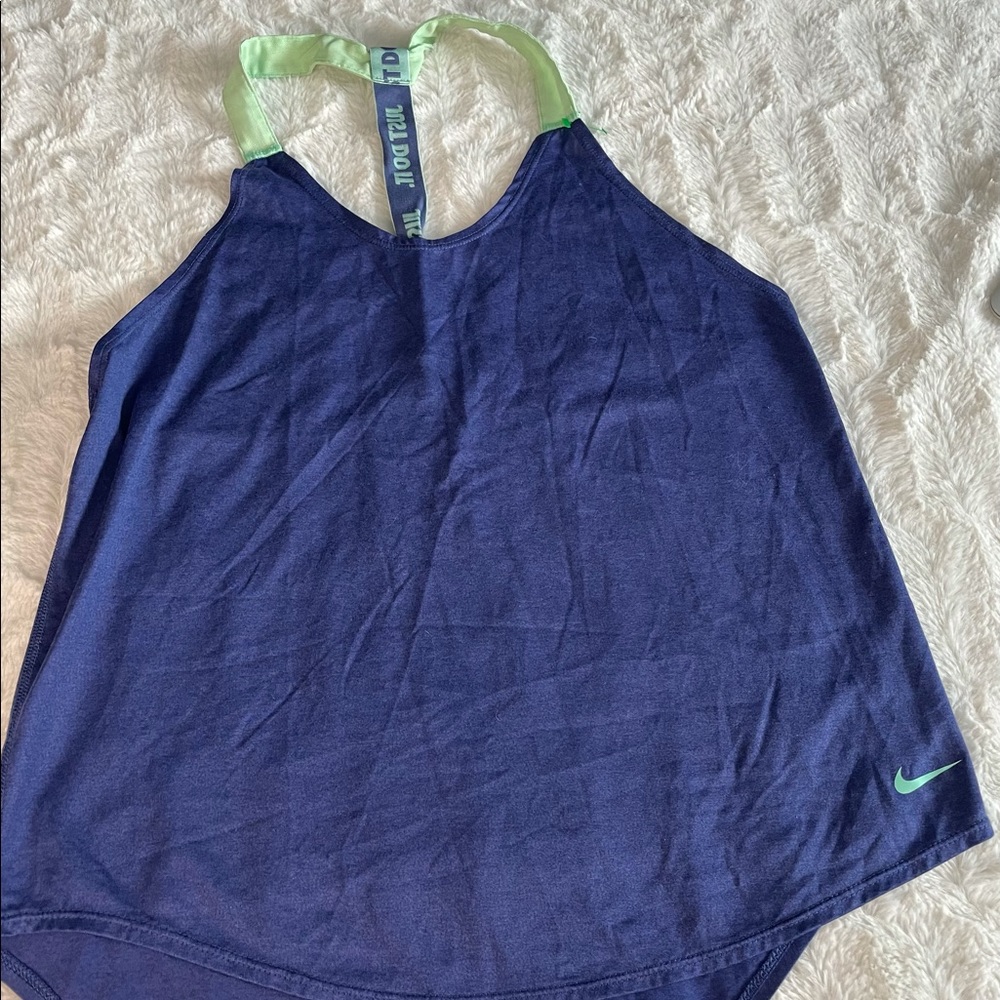 Nike Size Medium Purple Athletic Racerback Tank Top With Green Straps